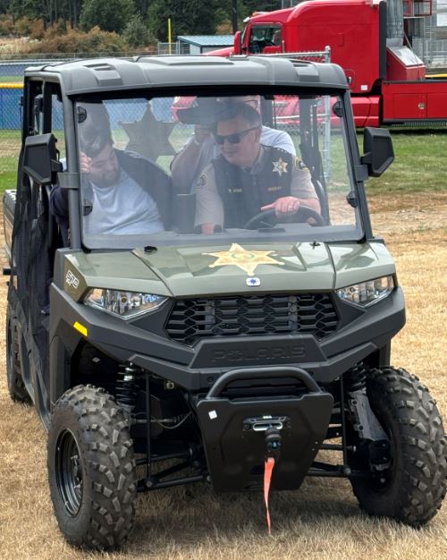 Riding with the Sheriff in an all terrain vehicle